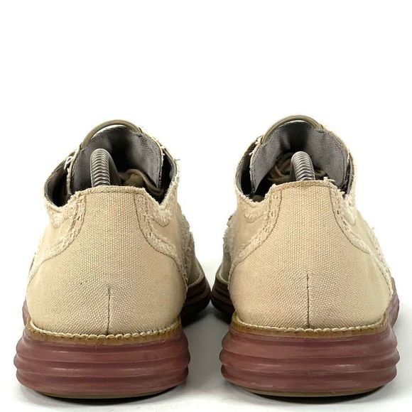 Cole Haan Grand.Øs Lunargrand Oxfords Mens 11 Tan Canvas Wingtip Brogues - Picture 9 of 10